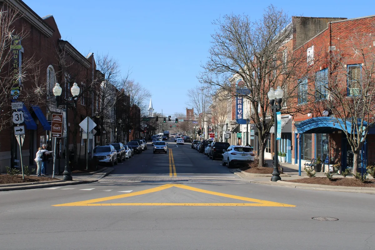 Permanent exterior lighting in Franklin, Tennessee — historic Main Street area